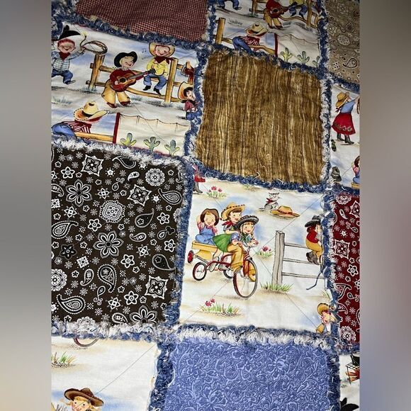 Cowboy western bandanna denim throw blanket - Picture 4 of 8